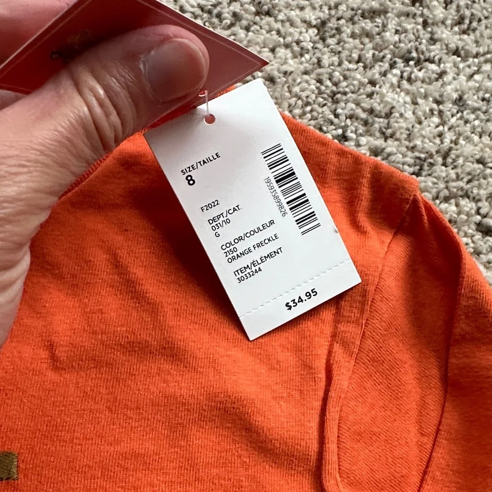 NWT Gymboree Orange Pumpkin Plaid Long Sleeve Tee size 8